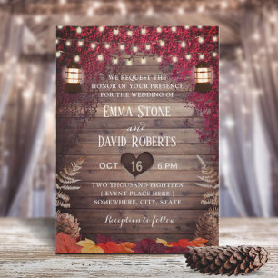 Convite Autumn Burgundy Deixa Casamento outono Russo Lante