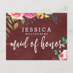 Convite Autumn Burgundy Você Será Minha Madrinha de casame