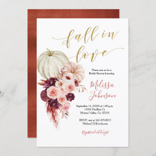 Convite Autumn Coral Burgundy Fall in Love