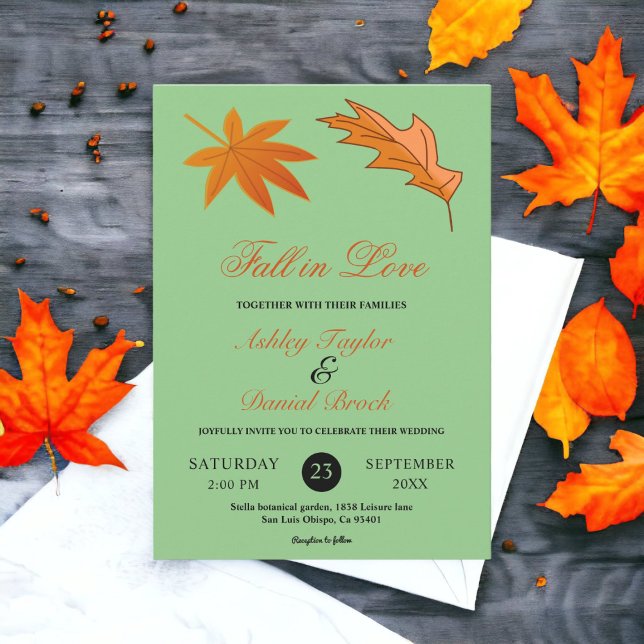 Convite Autumn Deixa A Sage Rustic Fall Floral Casamento (Criador carregado)
