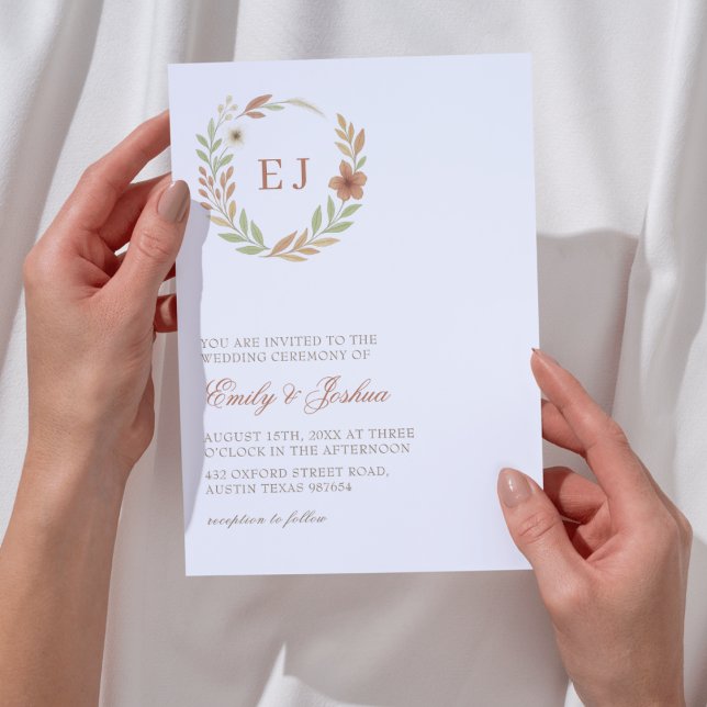 Convite Autumn Deixa Casamento Monograma (Criador carregado)