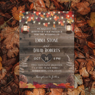 Convite Autumn Deixa Casamento outono Russo Lanterna