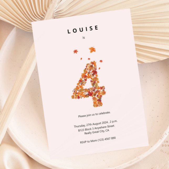 Convite Autumn Fall Floral Garden 4º Aniversário (Criador carregado)
