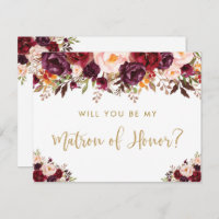 Autumn Fall Floral Você Será Minha Matriz de Honra