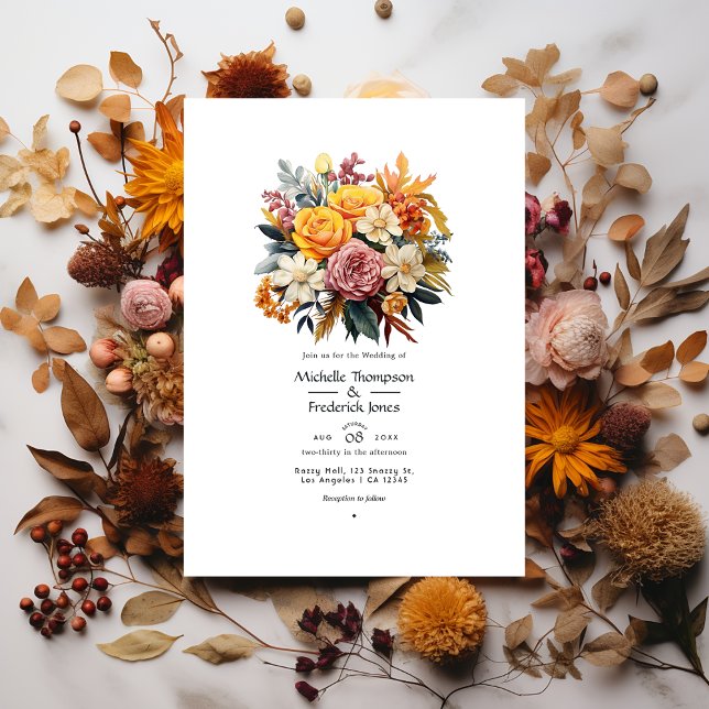 Convite Autumn - Fall Floral Wedding (Criador carregado)