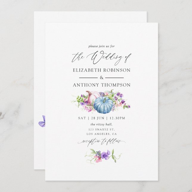 Convite Autumn - Fall Floral Wedding (Frente/Verso)