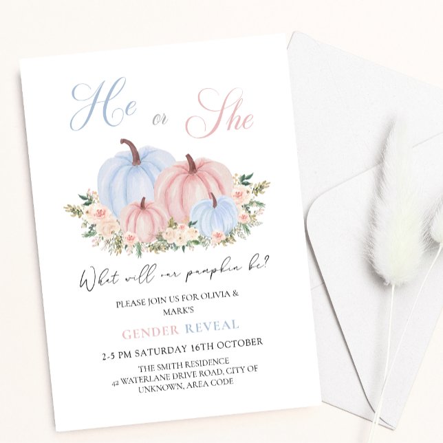 Convite Autumn Fall Pumpkin Baby Gênero Revelação (Criador carregado)