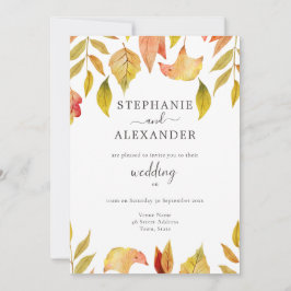 Convite Autumn Falling Deixa O Código QR De Casamento
