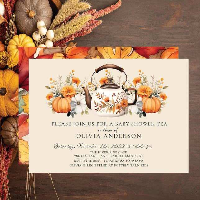 Convite Autumn Floral Bridal Tea Party (Criador carregado)