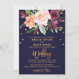 Convite Autumn Floral com Typografia Backing Wedding