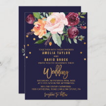 Autumn Floral com Typografia Backing Wedding