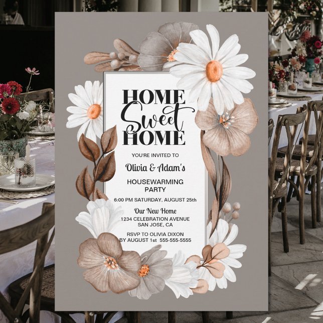 Convite Autumn Floral Home Sweet Home Housearming Party (Criador carregado)
