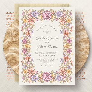 Convite Autumn Floral Romantic Wedding