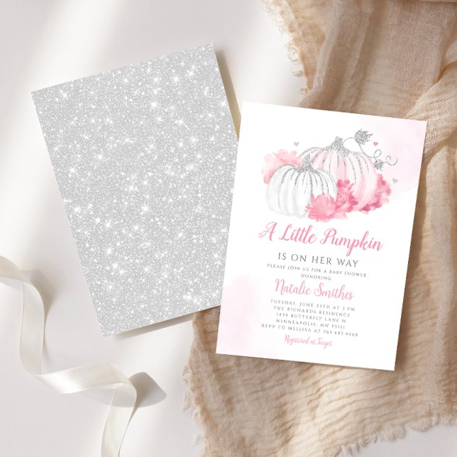 Convite Autumn Floral Um Pequeno Chá de fraldas De Abóbora (Criador carregado)