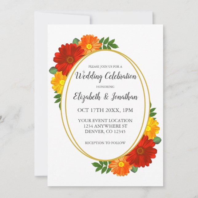 Convite Autumn Florals Wedding (Frente)
