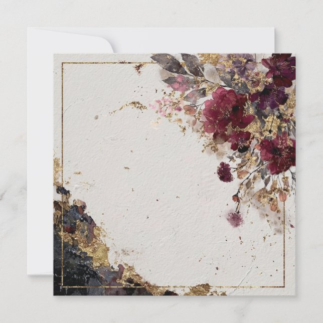 Convite Autumn florals with gold accents  (Frente)