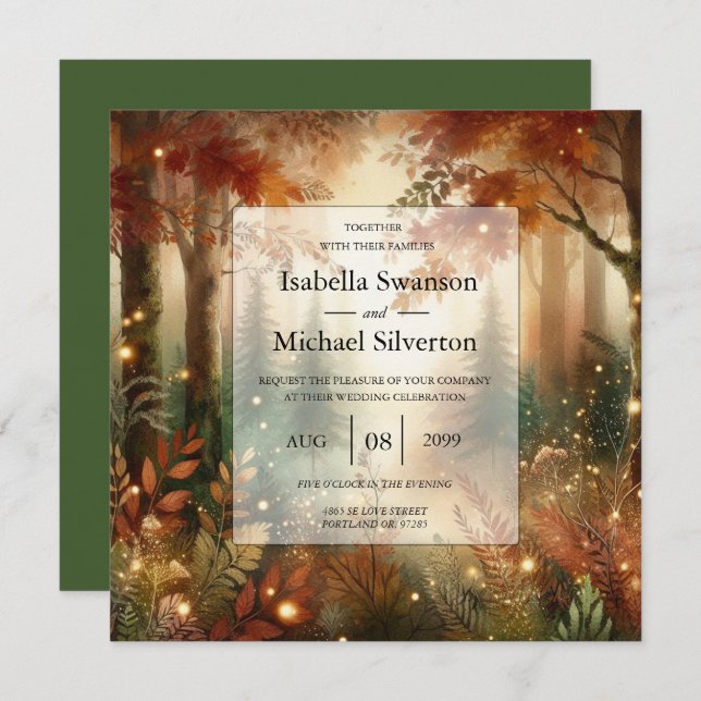 Convite Autumn Glow in the Enchanted Forest Wedding (Frente/Verso)