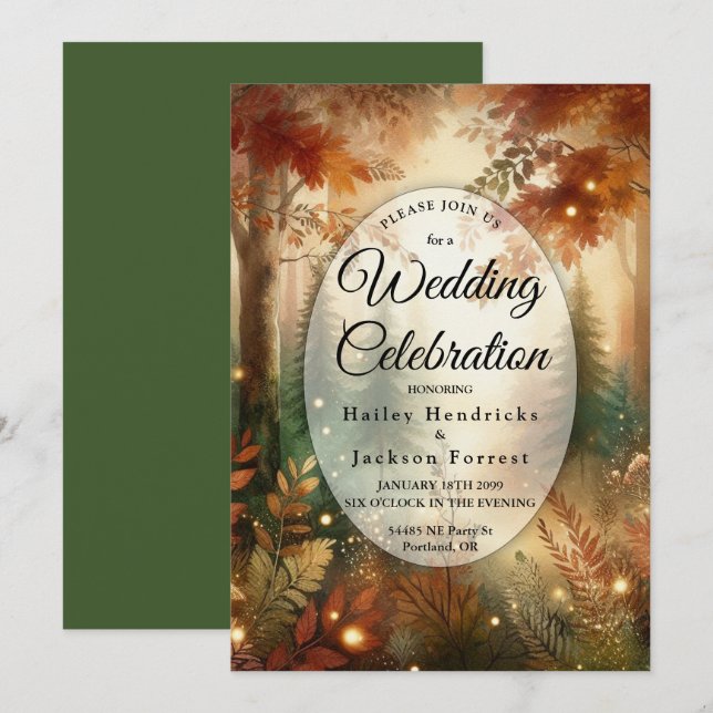 Convite Autumn Glow in the Enchanted Forest Wedding (Frente/Verso)