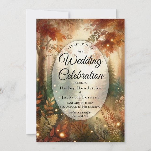 Convite Autumn Glow in the Enchanted Forest Wedding (Frente)