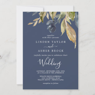 Convite Autumn Greenery   Casamento Marinho