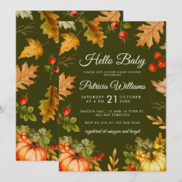 Convite Autumn Hello Baby Pumpkin Foliage Chá de fraldas