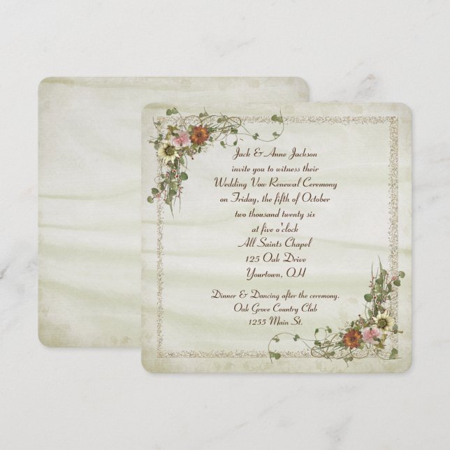 Convite Autumn Ivy Floral para Casamento (Frente/Verso)