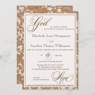 Convite Autumn Lace God is Love Christian Weds