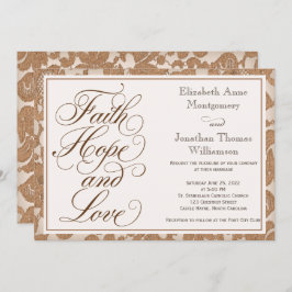 Convite Autumn Lace Script Faith Hope & Love Wedding