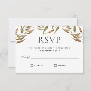Convite Autumn Laurel Wreath Monograma Wedding RSVP