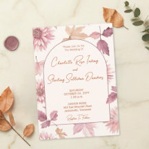 Autumn Leaves Blush Terracotta Photo Wedding