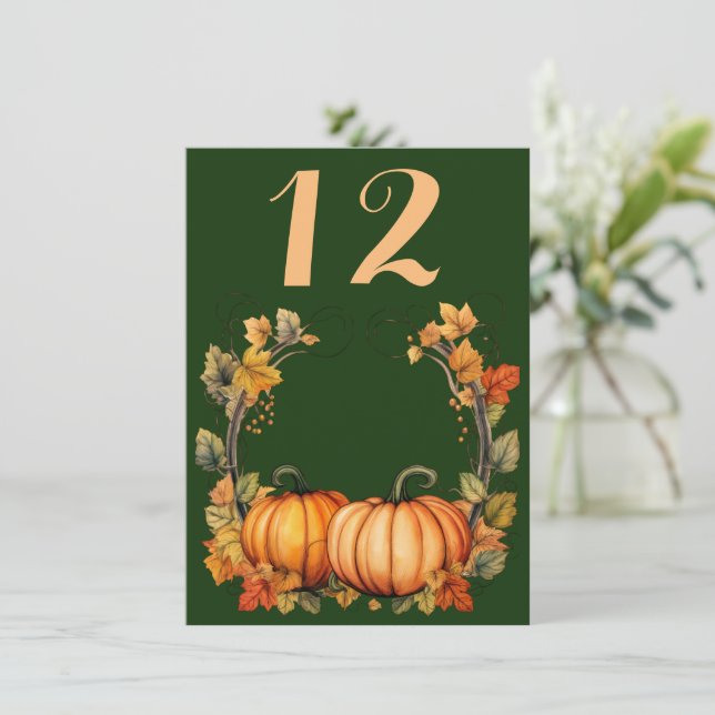 Convite Autumn Leaves e Pumpkins WedMesa No.Card (Em pé/Frente)