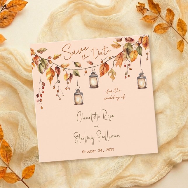 Convite Autumn Leaves Rustic Watercolor Elegant Wedding (Criador carregado)