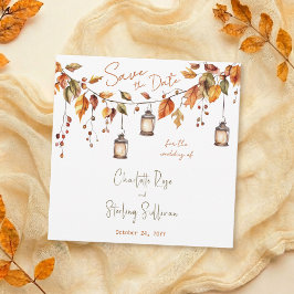 Convite Autumn Leaves Rustic Watercolor Elegant Wedding