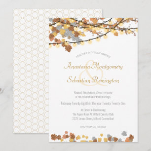 Convite Autumn Leaves Vintage Lights Ceremony