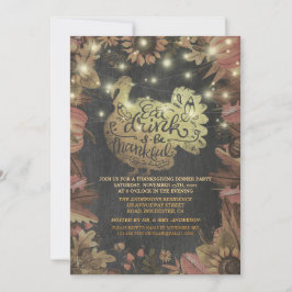 Convite Autumn Maple Dourado Partido Jante de Ação de Graç