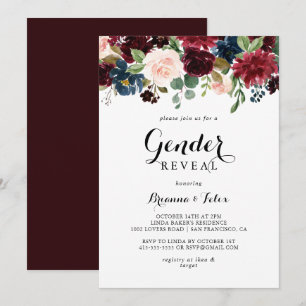 Convite Autumn Modern Calligraphy Gender Reveke Party