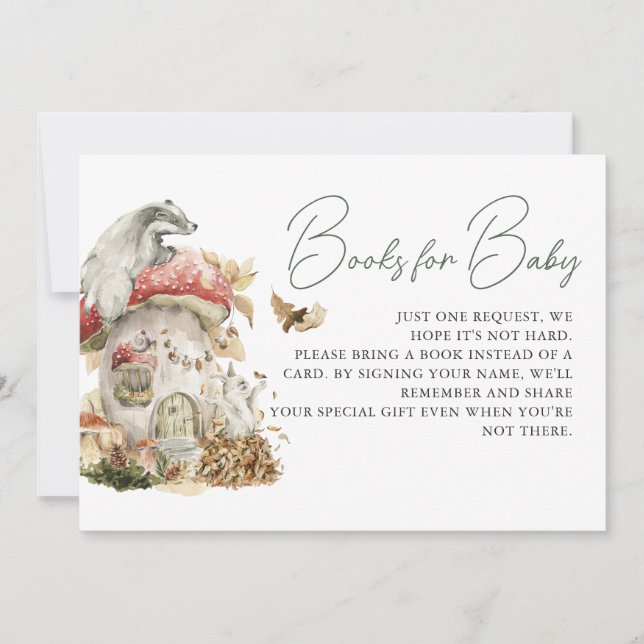 Convite Autumn Mushroom | Pedido de livro florestal (Frente)