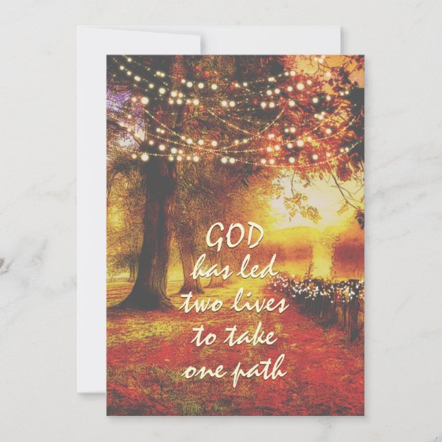 Convite Autumn Nature Path Fall Trees Christian Wedes (Frente)