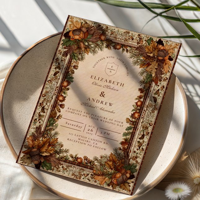 Convite Autumn Oak Leaf Wedding (Criador carregado)