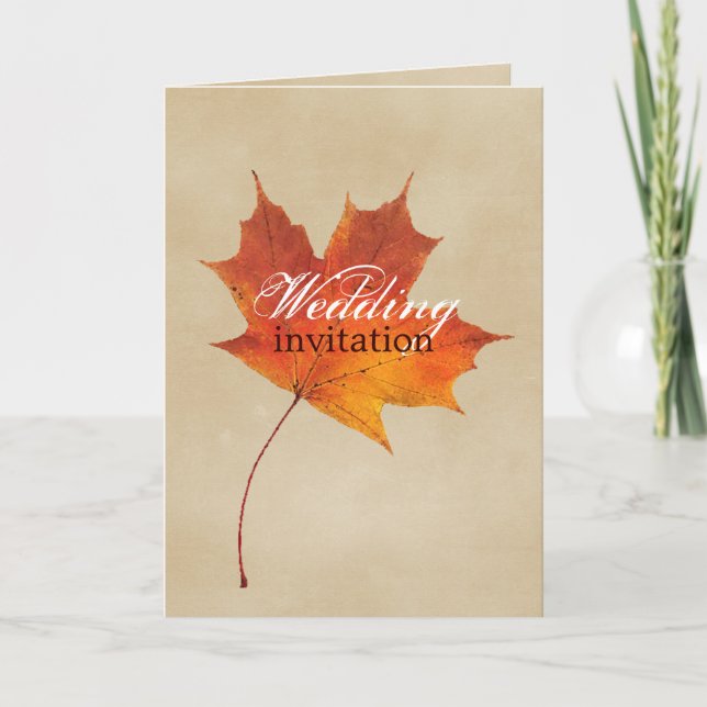 Convite Autumn Orange Fall in Love Deixa Casamento (Frente)