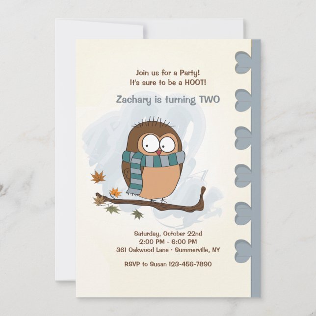 Convite Autumn Owl (Frente)