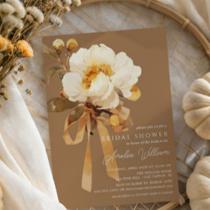 Convite Autumn Peony Floral Chá de panela