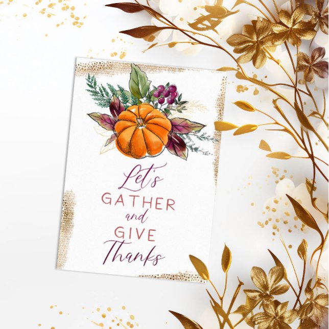 Convite Autumn Pumpkin & Berries "Reunir e Dar Obrigados" (Criador carregado)