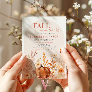 Convite Autumn Pumpkin FALL IN LOVE Chá de panela Invite