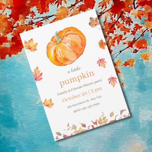 Convite Autumn Pumpkin Party Invite (Criador carregado)