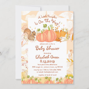 Convite Autumn Pumpkin Woodland Baby Shower