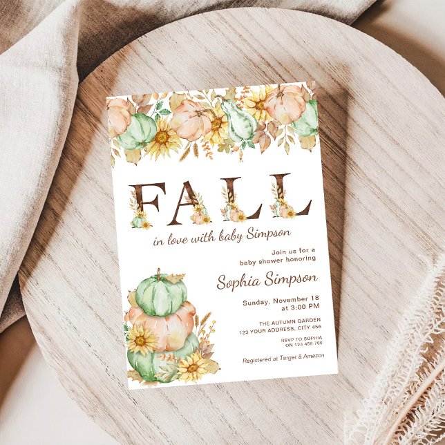 Convite Autumn Pumpkins Cai no Chá de fraldas do amor (Criador carregado)