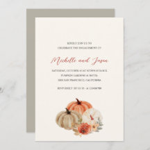 Autumn Pumpkins Flowers Elegante Festa de noivado