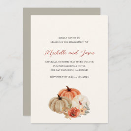 Convite Autumn Pumpkins Flowers Elegante Festa de noivado