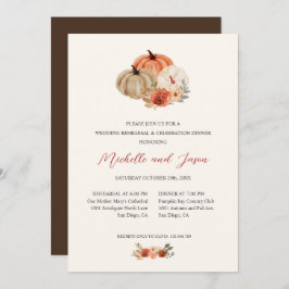 Convite Autumn Pumpkins Flowers Elegante REHEARSAL